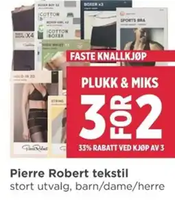 Meny Pierre Robert tekstil tilbud