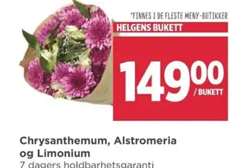 Meny Chrysanthemum, Alstromeria og Limonium tilbud