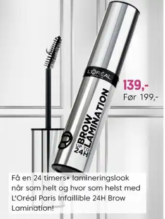 VITA Få en 24 timers* lamineringslook når som helt og hvor som helst med l'oréal paris infaillible 24h brow lamination! tilbud