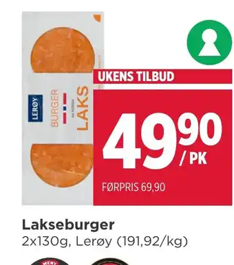 Meny Lakseburger tilbud