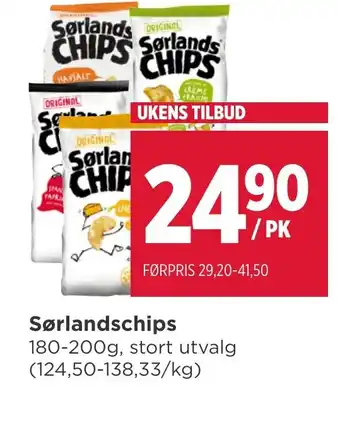 Meny Sørlandschips tilbud