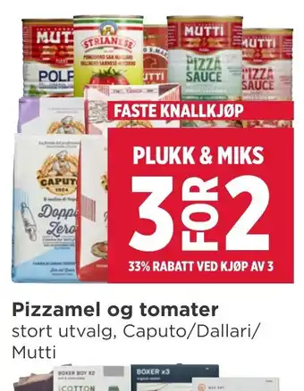 Meny Pizzamel og tomater tilbud