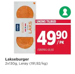 Meny Lakseburger tilbud