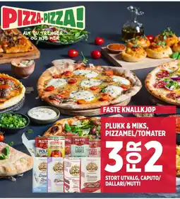 Meny Plukk & miks, pizzamel/tomater tilbud