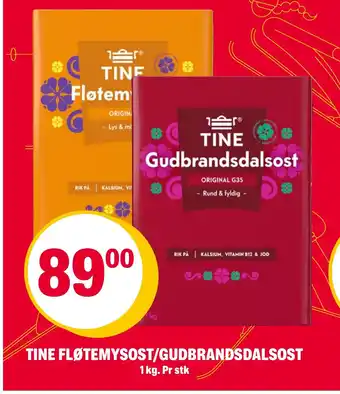 Coop Extra TINE FLØTEMYSOST/GUDBRANDSDALSOST tilbud