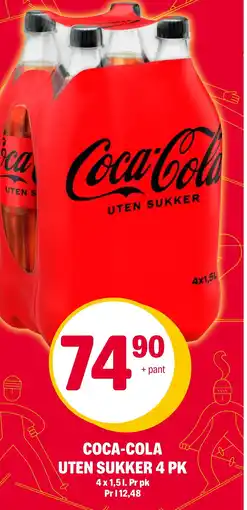 Coop Extra COCA-COLA UTEN SUKKER 4 PK tilbud