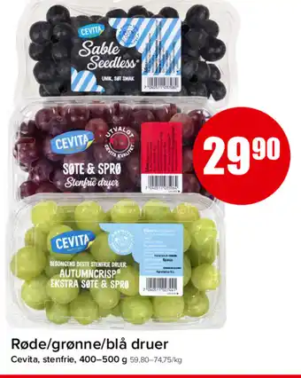 Spar Røde/grønne/blå druer tilbud