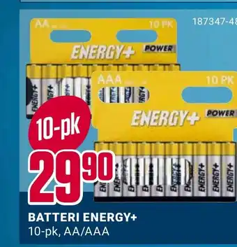 Europris BATTERI ENERGY+ 10-pk, AA/AAA tilbud