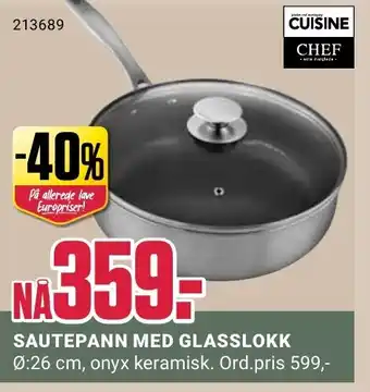 Europris SAUTEPANN MED GLASSLOKK tilbud