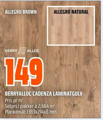 Coop Obs BERRYALLOC CADENZA LAMINATGULV Pris pr m² tilbud