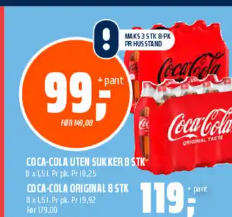 Coop Obs COCA-COLA UTEN SUKKER 8 STK tilbud