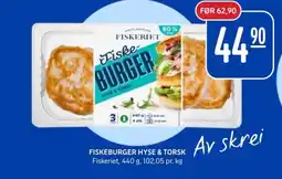 Rema 1000 FISKEBURGER HYSE & TORSK Fiskeriet tilbud