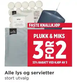 Meny Alle lys og servietter stort utvalg tilbud