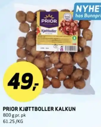 Bunnpris PRIOR kjøttboller kalkun tilbud