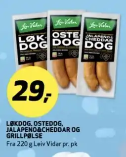 Bunnpris Løkdog, ostedog, jalapeno&cheddar og grillpølse tilbud