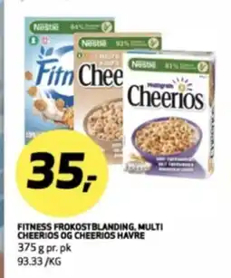 Bunnpris NESTLE Fitness frokostblanding, multi cheerios og cheerios havre tilbud