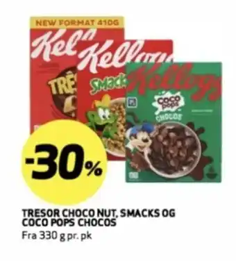 Bunnpris Tresor choco nut, smacks og coco pops chocos tilbud