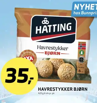 Bunnpris HATTING Havrestykker bjørn tilbud