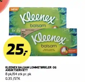 Bunnpris KLEENEX balsam lommetørkler og ansiktserviett tilbud