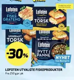 Bunnpris LOFOTEN utvalgte fiskeprodukter tilbud