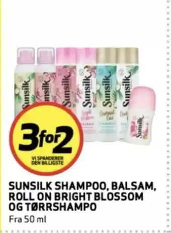 Bunnpris SUNSILK shampoo, balsam, roll on bright blossom og tørrshampo tilbud