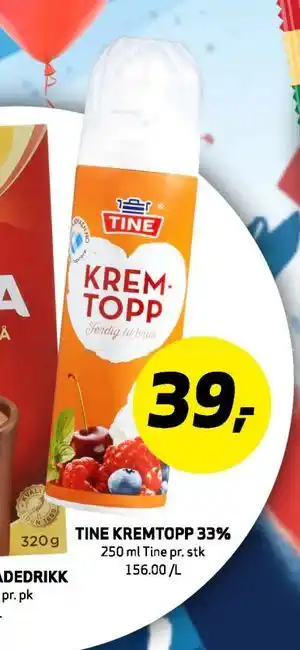 Bunnpris TINE KREMTOPP 33%TINE KREMTOP tilbud