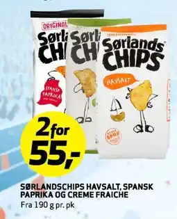 Bunnpris Sørlandschips Havsalt, Spansk Paprika og Creme Fraiche tilbud