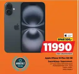 POWER Apple iPhone 16 Plus 128 GB tilbud