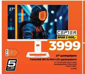 POWER 27" gamingskjerm Fantastisk 180 Hz Mini-LED-gamingskjerm tilbud