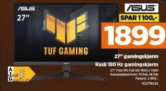 POWER 27" gamingskjerm Rask 180 Hz gamingskjerm tilbud