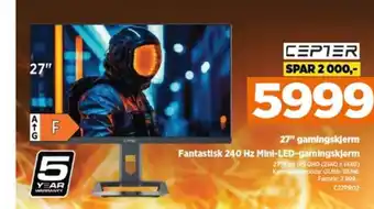 POWER 27" gamingskjerm Fantastisk 240 Hz Mini-LED-gamingskjerm tilbud