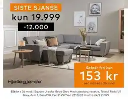 Skeidar Square U-sofa Reda Grey Med sjeselong venstre tilbud