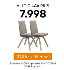 Skeidar Stressless Chilli spisestol tilbud