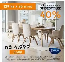 Skeidar Stressless Mint lav large tilbud