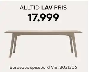 Skeidar Bordeaux spisebord tilbud