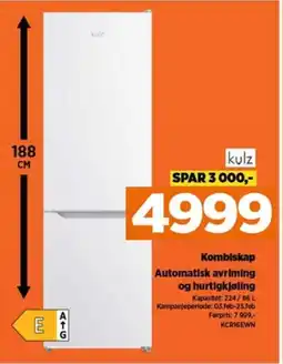 POWER Kombiskap Automatisk avriming og hurtigkjøling tilbud