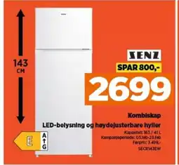 POWER Kombiskap LED-belysning og høydejusterbare hyller tilbud