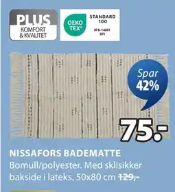 JYSK NISSAFORS BADEMATTE tilbud