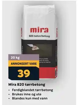 Megaflis Mira B20 tørrbetong tilbud