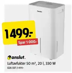 Jula Luftavfukter 50 m², 20 l, 330 W tilbud