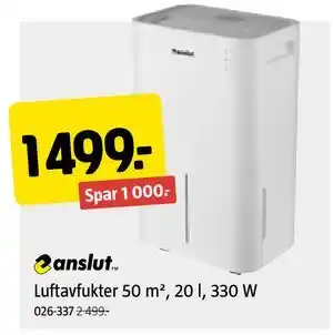 Jula Luftavfukter 50 m², 20 l, 330 W tilbud