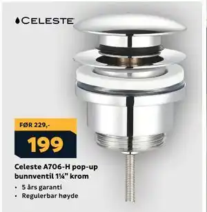 Megaflis Celeste A706-H pop-up bunnventil 1¼” krom tilbud