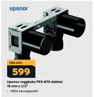 Megaflis Uponor veggboks PEX M7A dobbel 15 mm x 1/2” tilbud