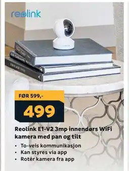 Megaflis Reolink E1-V2 3mp innendørs WiFi kamera med pan og tilt tilbud