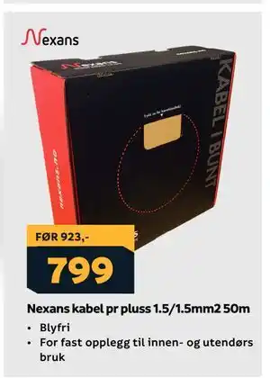 Megaflis Nexans kabel pr pluss 1.5/1.5mm2 50m tilbud