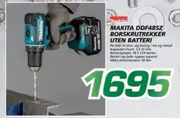 Coop Byggmix MAKITA DDF485Z BORSKRUTREKKER UTEN BATTERI tilbud