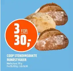 Coop Obs COOP STENOVNSBAKTE RUNDSTYKKER tilbud