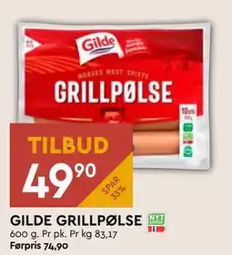 Coop Mega GILDE GRILLPØLSE tilbud