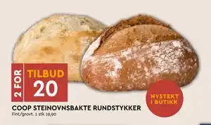 Coop Mega COOP STEINOVNSBAKTE RUNDSTYKKER tilbud