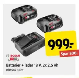 Jula Batterier + lader 18 V, 2x 2,5 Ah tilbud